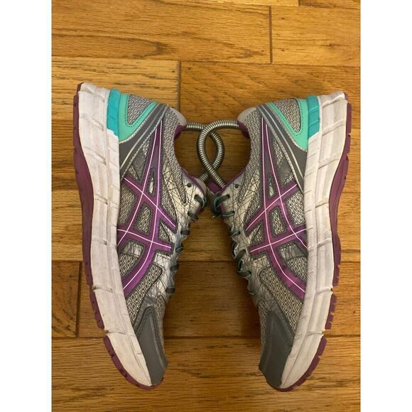 Asics Womens Athletic Running Shoes Size 8 Gray Purple Mesh Comfort Lightweight - Picture 4 of 10